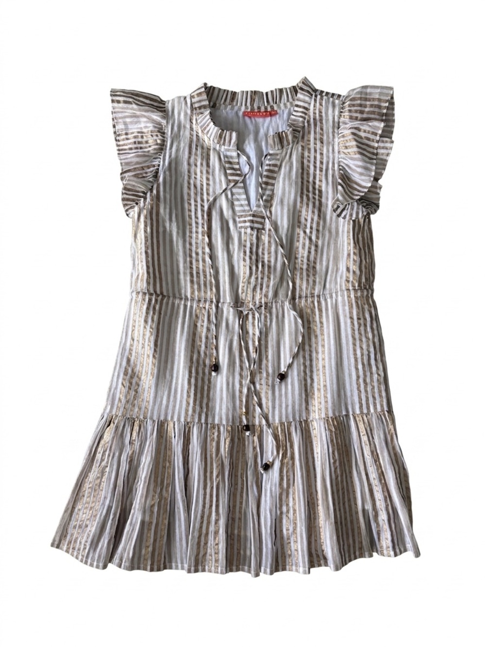 Oliphant Metallic Striped Ruffle Dress- XS